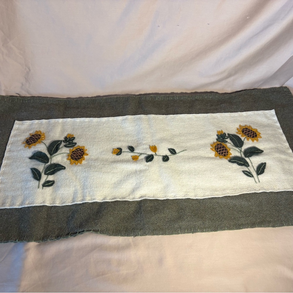 Embroidered Sunflower Table Runner
